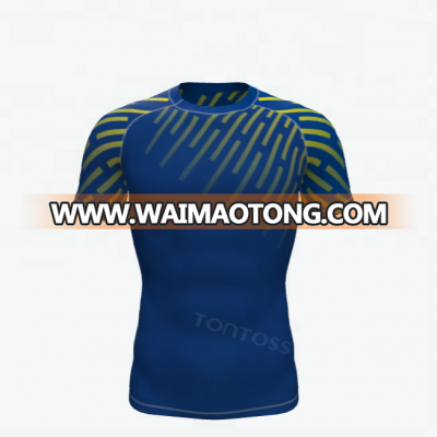 Ex-Factory price customize gym digital printing rashguard men plain black mma rash guard sublimation